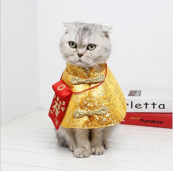 寵物中國風過年小紅包斗篷 貓狗衣服 寵物新年衣服披風