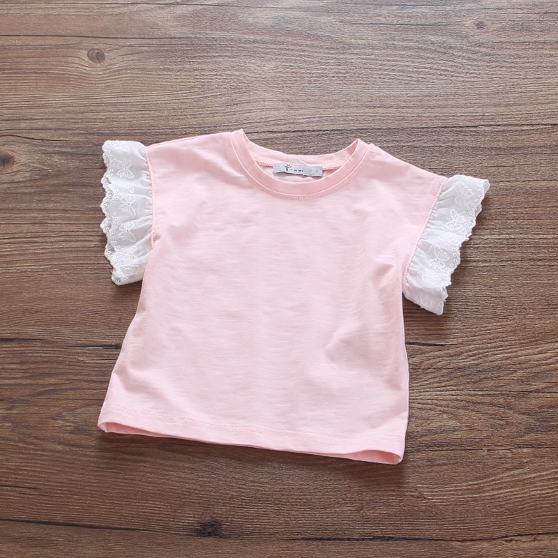 女童新款寶寶短袖t恤夏季純棉嬰幼兒半袖打底衫韓版花邊衣服