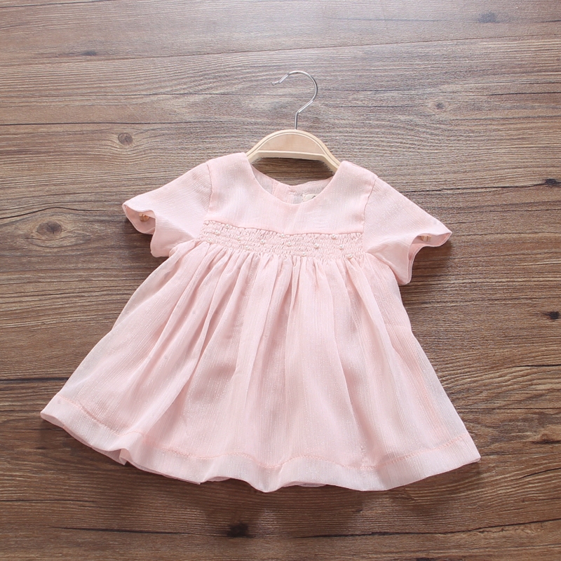 女童裝新款裙子夏季寶寶連衣裙衫雪紡嬰兒短袖上衣服薄款短裙
